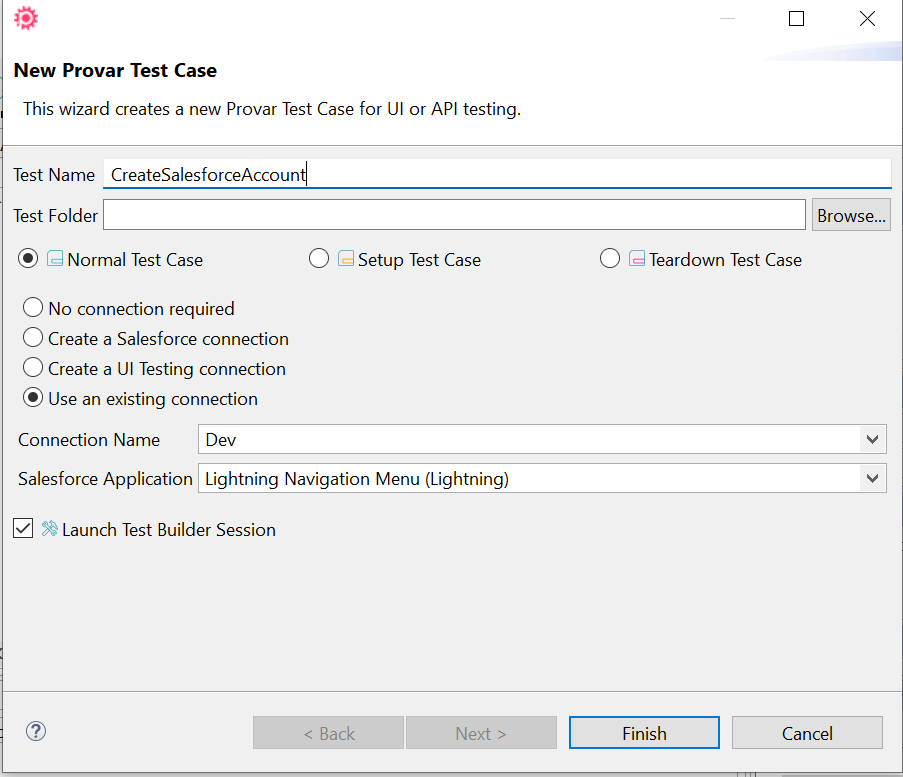 new provar test case