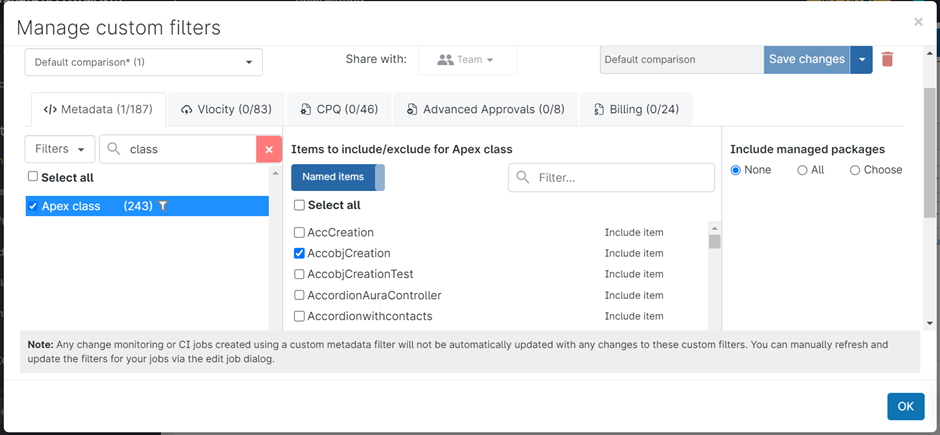 manage custom filters